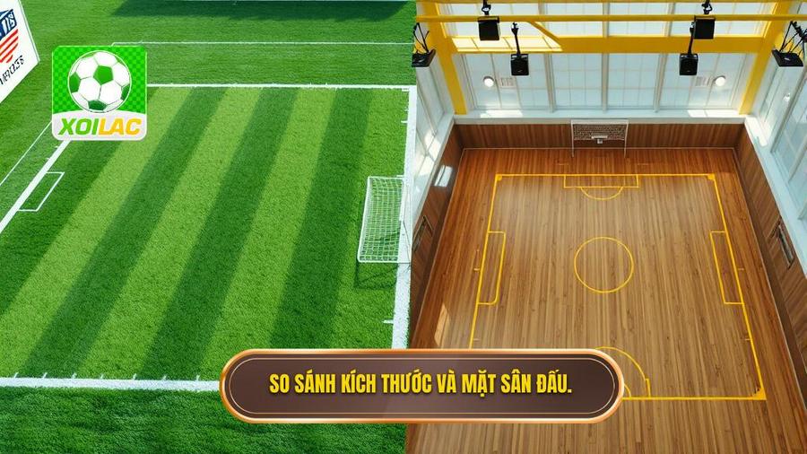 1. So sánh kích thước và mặt sân đấu.