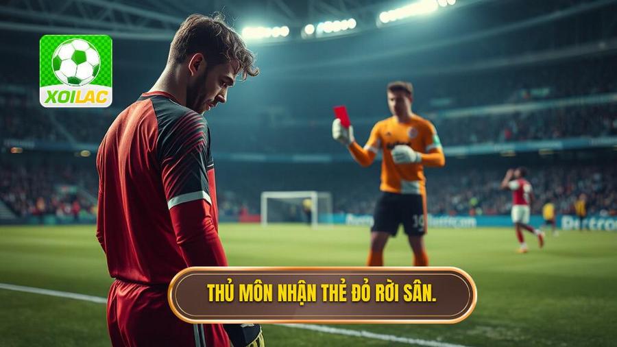 2. Thủ môn nhận thẻ đỏ rời sân.